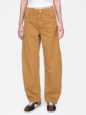 GAP High Rise Barrel Jean Woman 28 Riverbed Brown Streetwear Casual Relaxed 2025